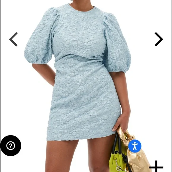 【Ganni】ジャカード puff-sleeveミニドレス Ganni Puff-sleeve jacquard mini dress GANNI